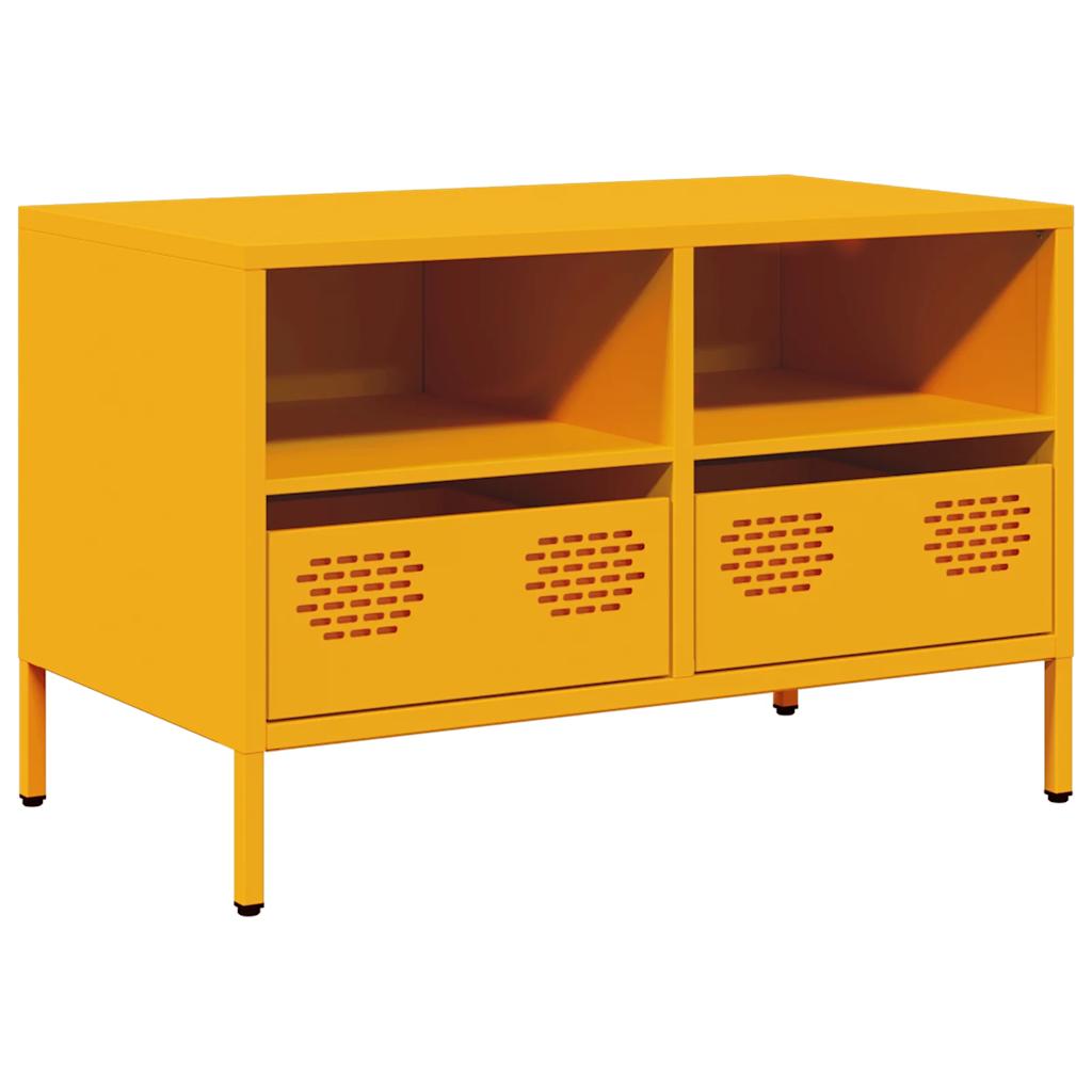 Meuble TV jaune moutarde 68x39x43,5 cm acier laminé à froid - XIOS