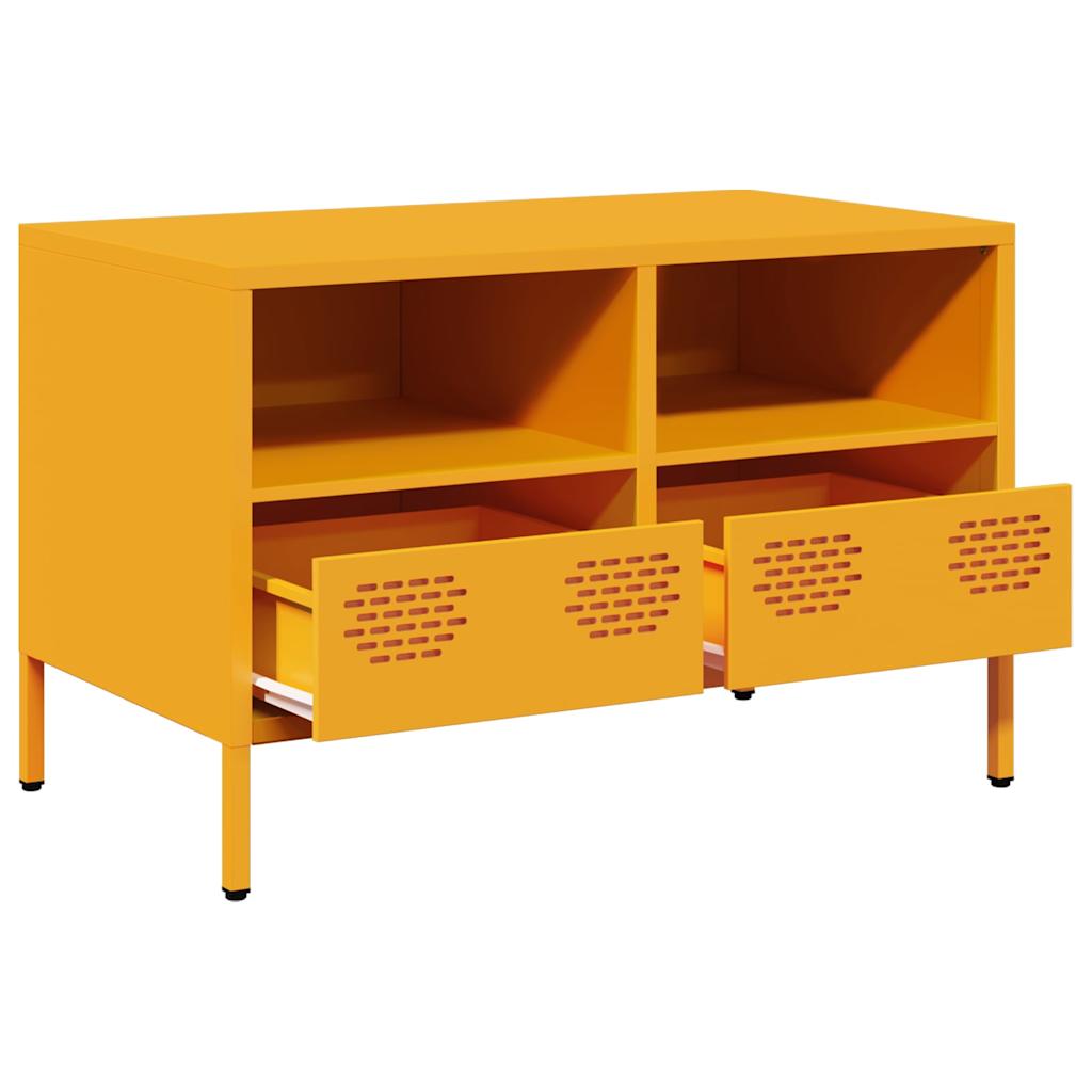 Meuble TV jaune moutarde 68x39x43,5 cm acier laminé à froid - XIOS