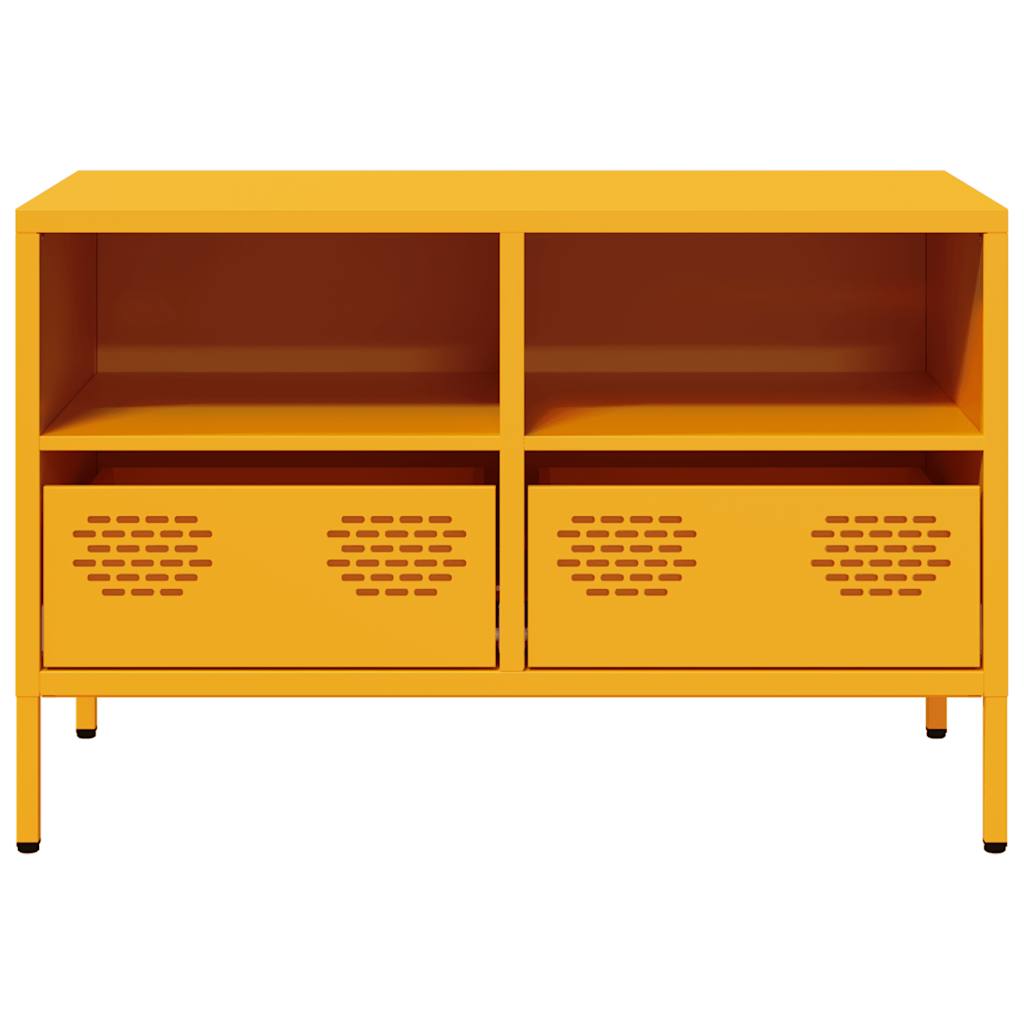 Meuble TV jaune moutarde 68x39x43,5 cm acier laminé à froid - XIOS