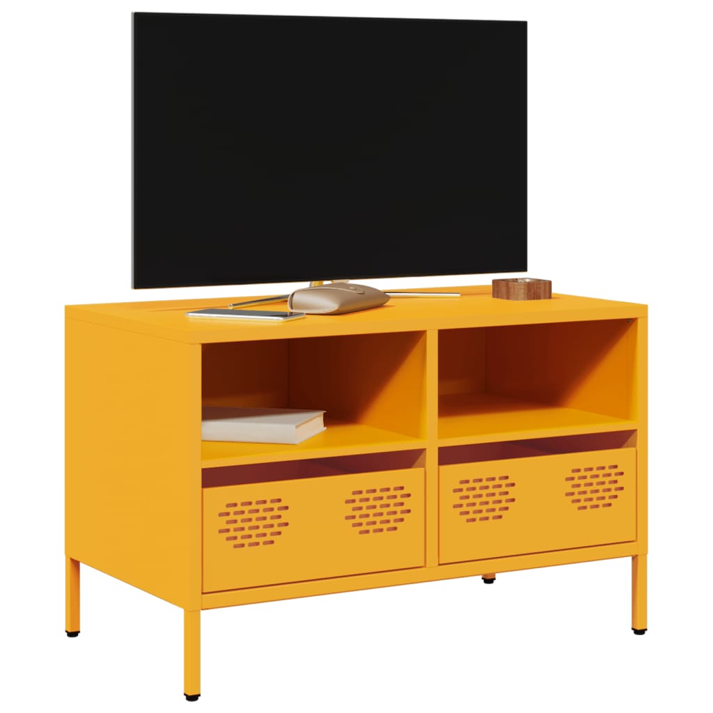 Meuble TV jaune moutarde 68x39x43,5 cm acier laminé à froid - XIOS