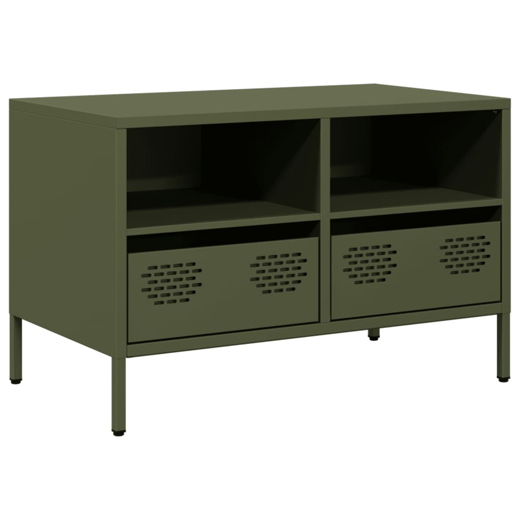 Meuble TV vert olive 68x39x43,5 cm acier laminé à froid - XIOS