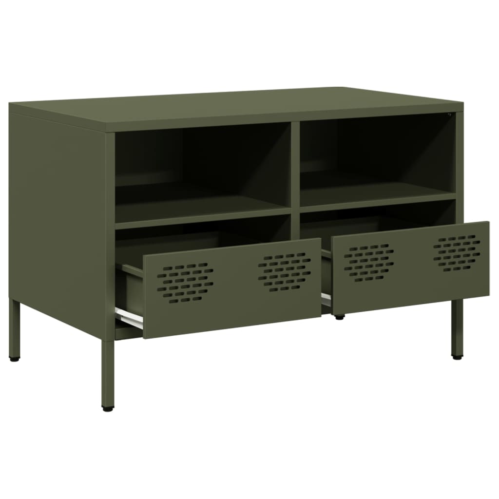 Meuble TV vert olive 68x39x43,5 cm acier laminé à froid - XIOS