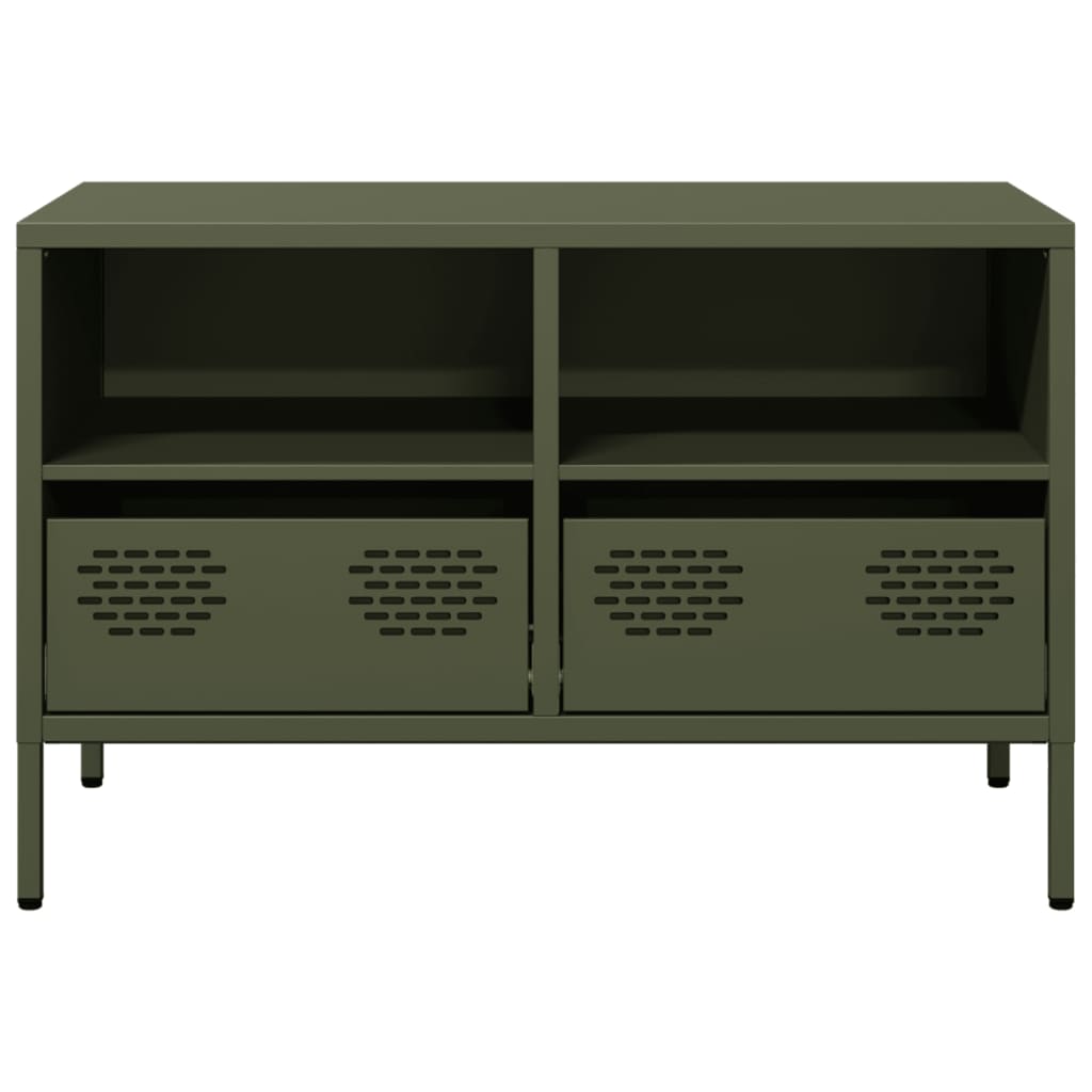 Meuble TV vert olive 68x39x43,5 cm acier laminé à froid - XIOS