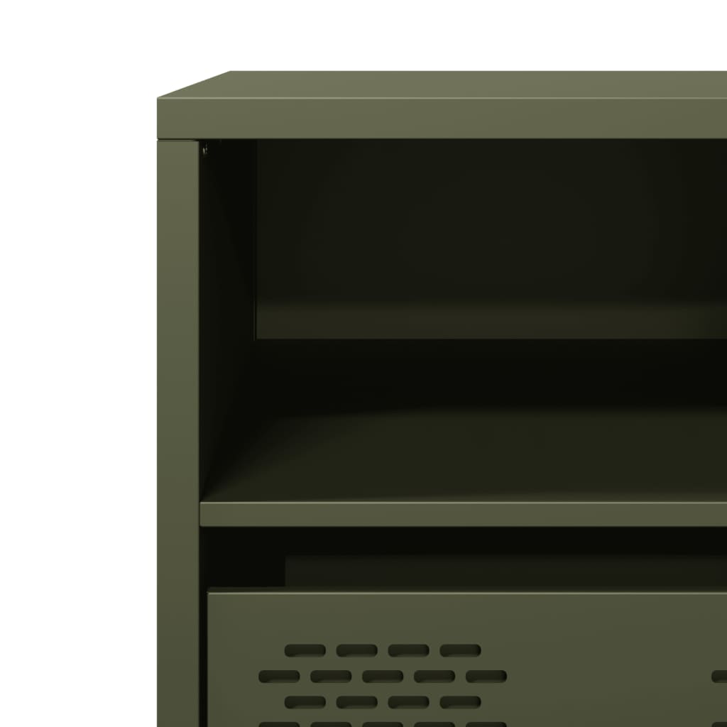 Meuble TV vert olive 68x39x43,5 cm acier laminé à froid - XIOS