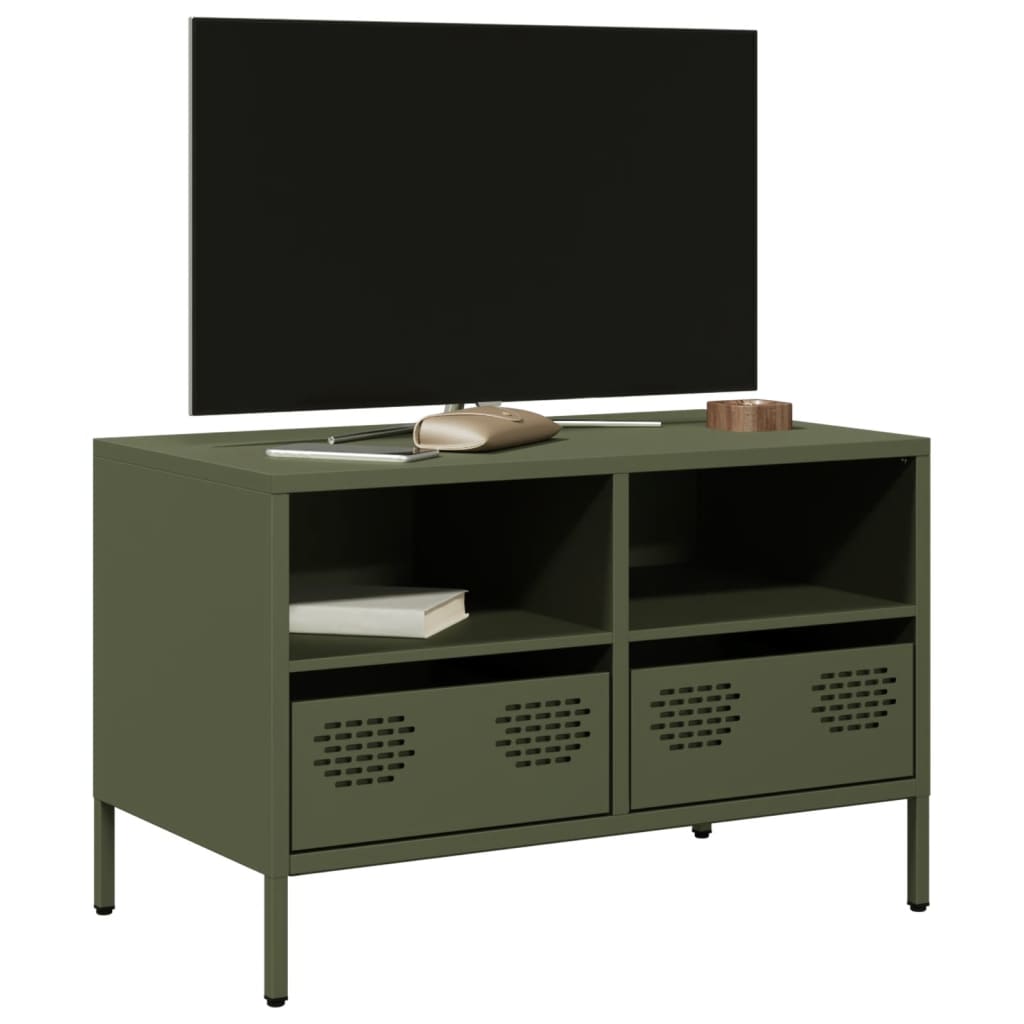 Meuble TV vert olive 68x39x43,5 cm acier laminé à froid - XIOS