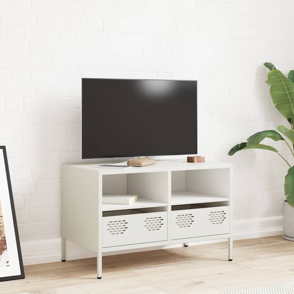 Meuble TV blanc 68x39x43,5 cm acier laminé à froid - XIOS
