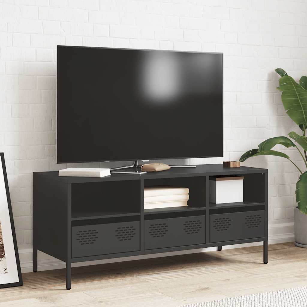 Meuble TV noir 101,5x39x43,5 cm acier laminé à froid - XIOS