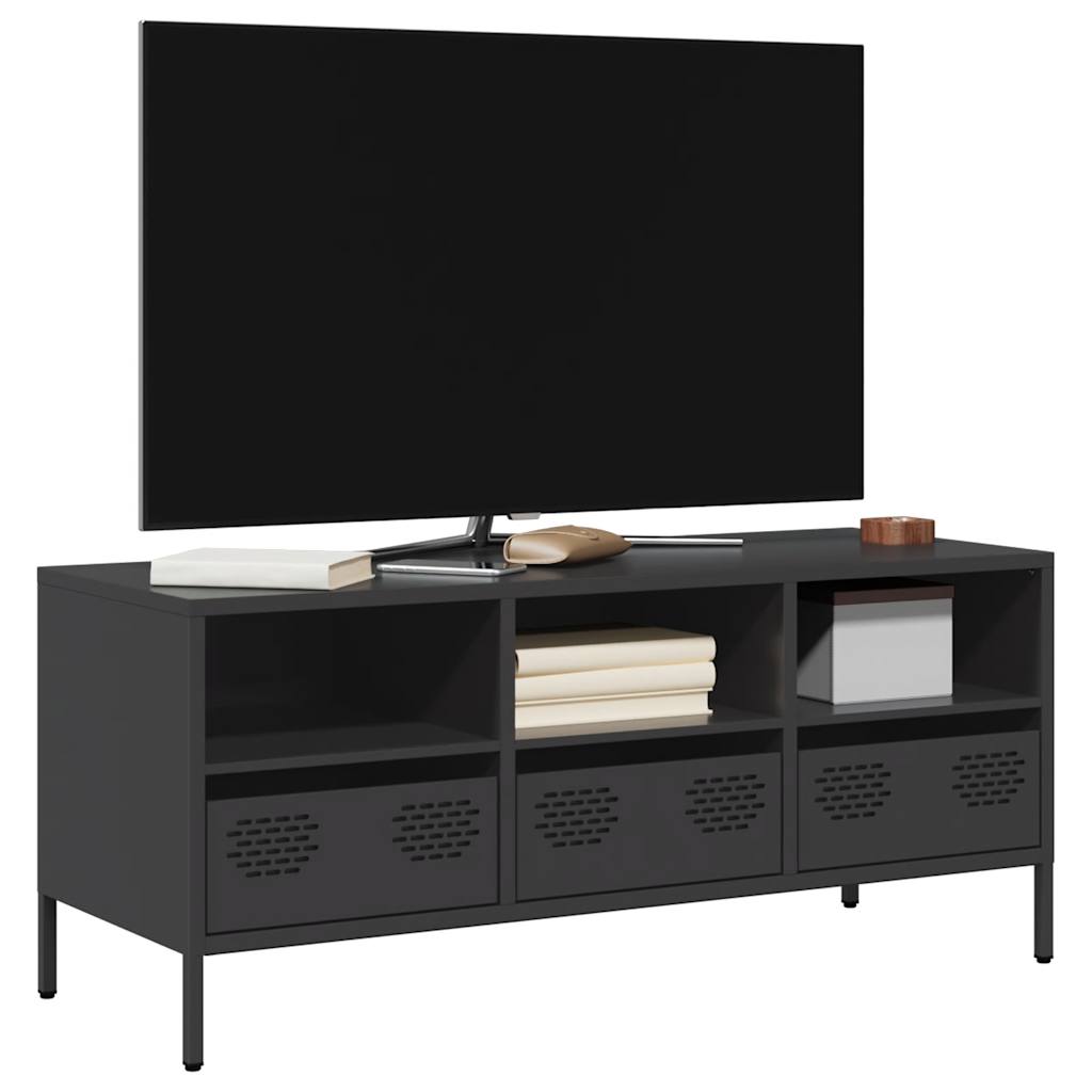 Meuble TV noir 101,5x39x43,5 cm acier laminé à froid - XIOS