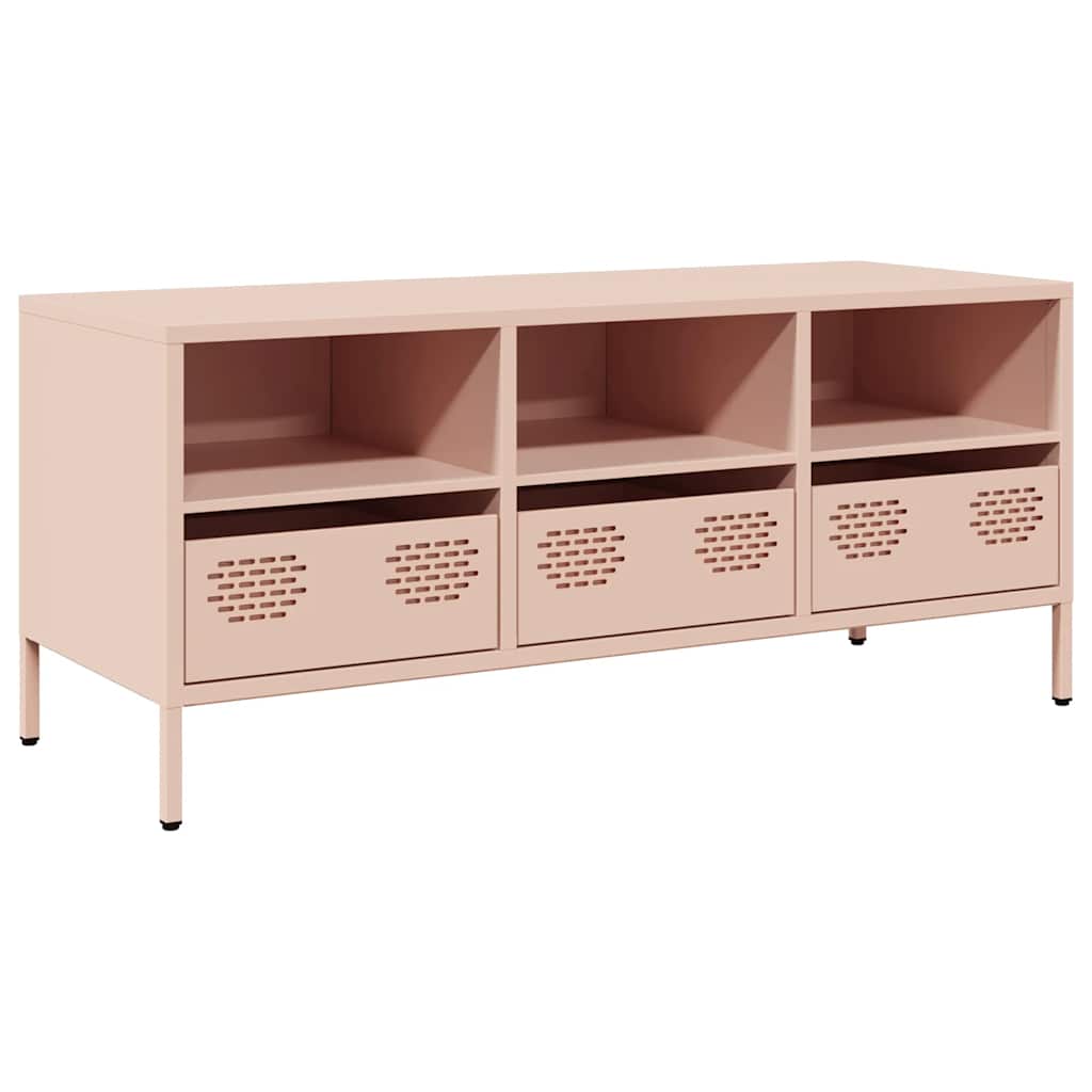 Meuble TV rose 101,5x39x43,5 cm acier laminé à froid - XIOS