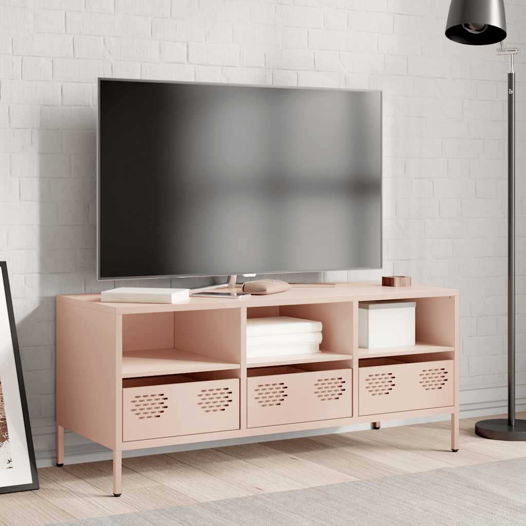 Meuble TV rose 101,5x39x43,5 cm acier laminé à froid - XIOS