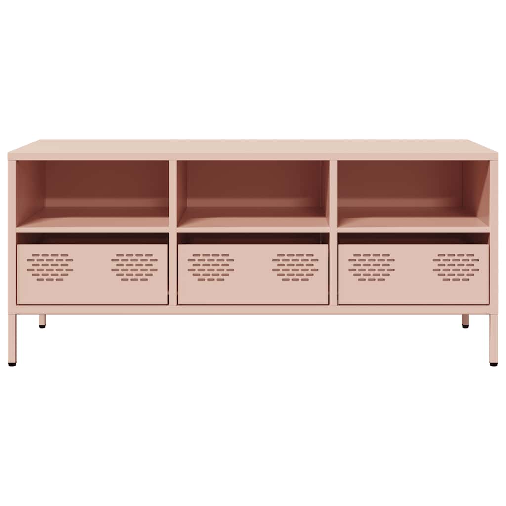 Meuble TV rose 101,5x39x43,5 cm acier laminé à froid - XIOS