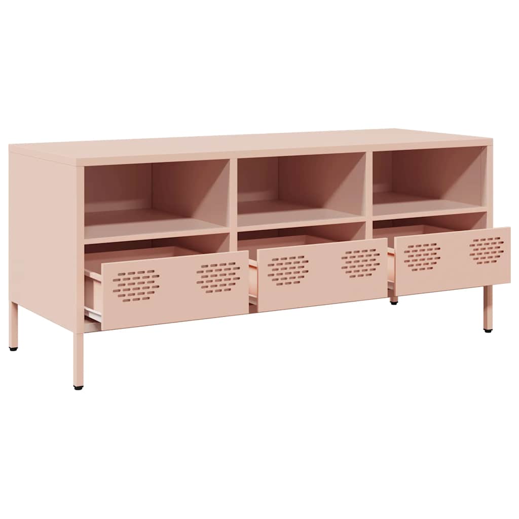 Meuble TV rose 101,5x39x43,5 cm acier laminé à froid - XIOS