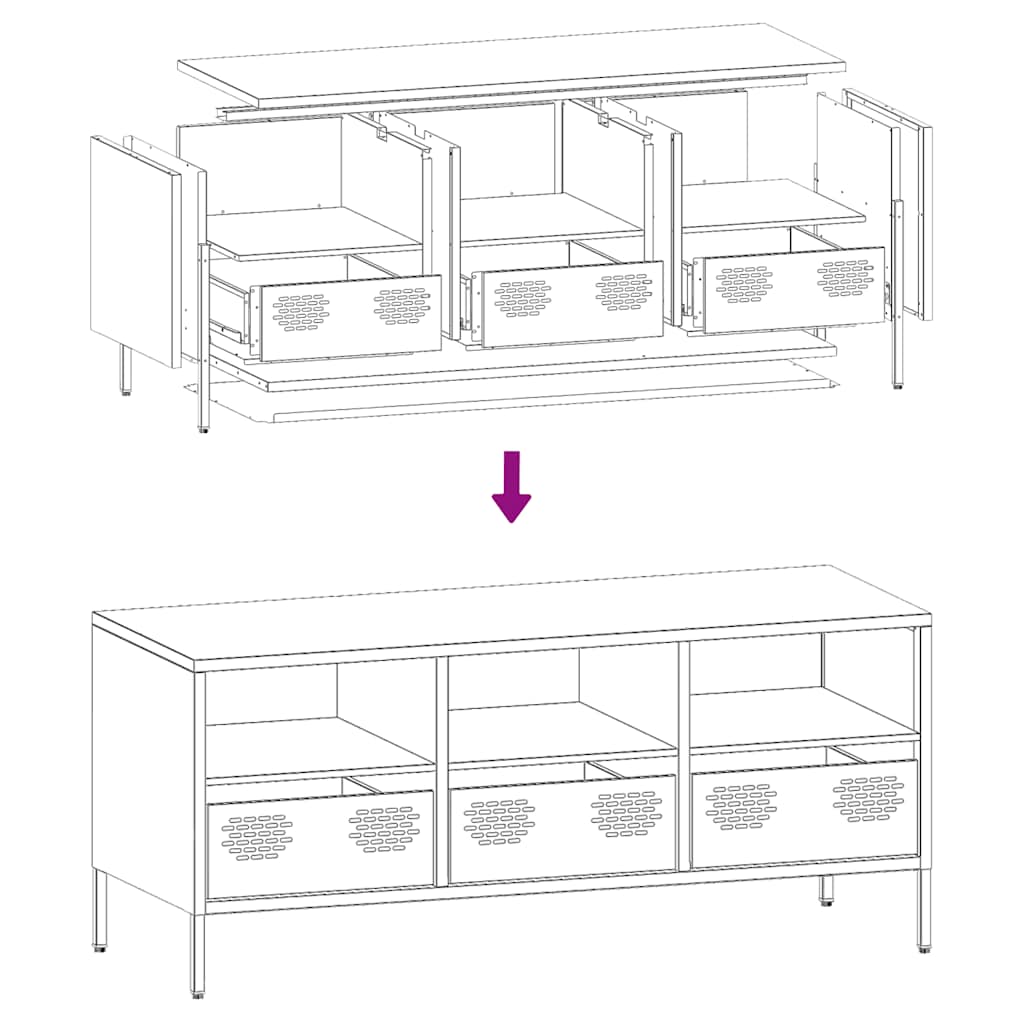 Meuble TV rose 101,5x39x43,5 cm acier laminé à froid - XIOS