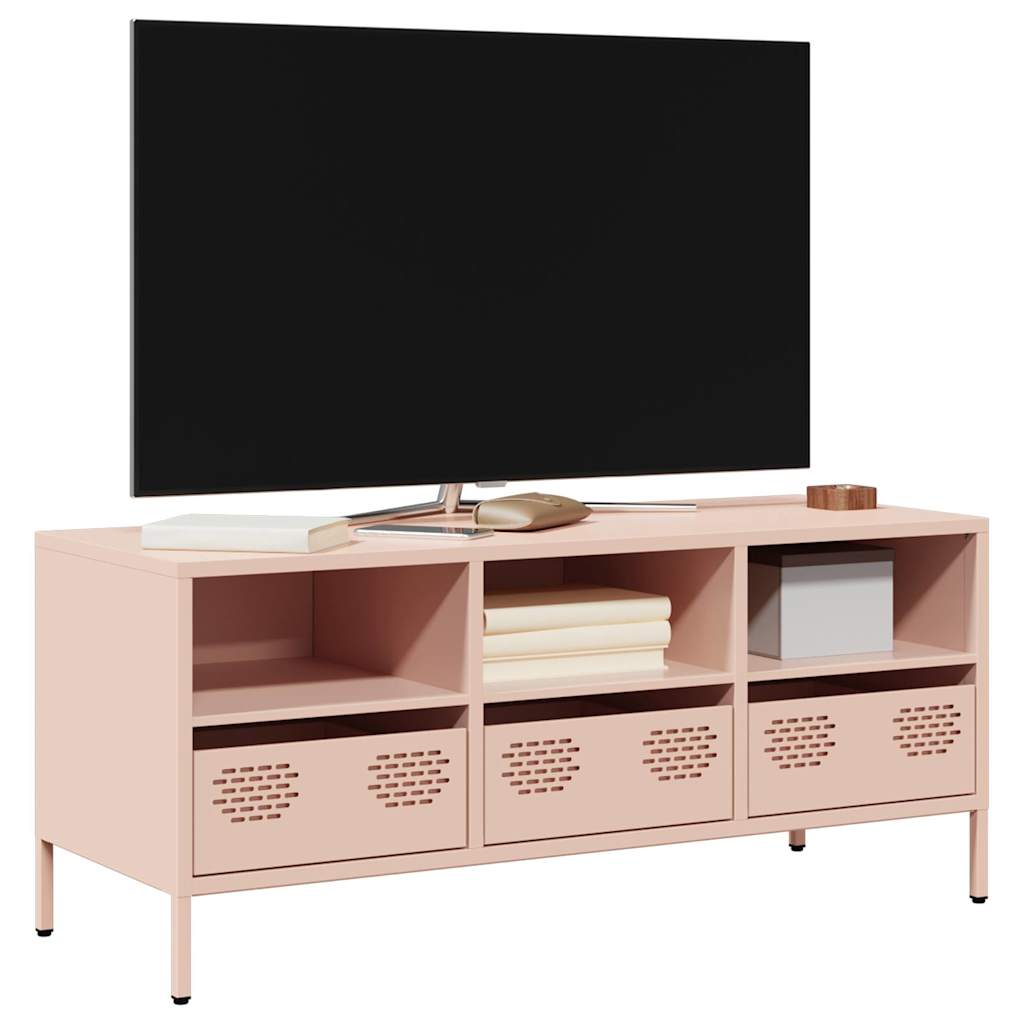 Meuble TV rose 101,5x39x43,5 cm acier laminé à froid - XIOS