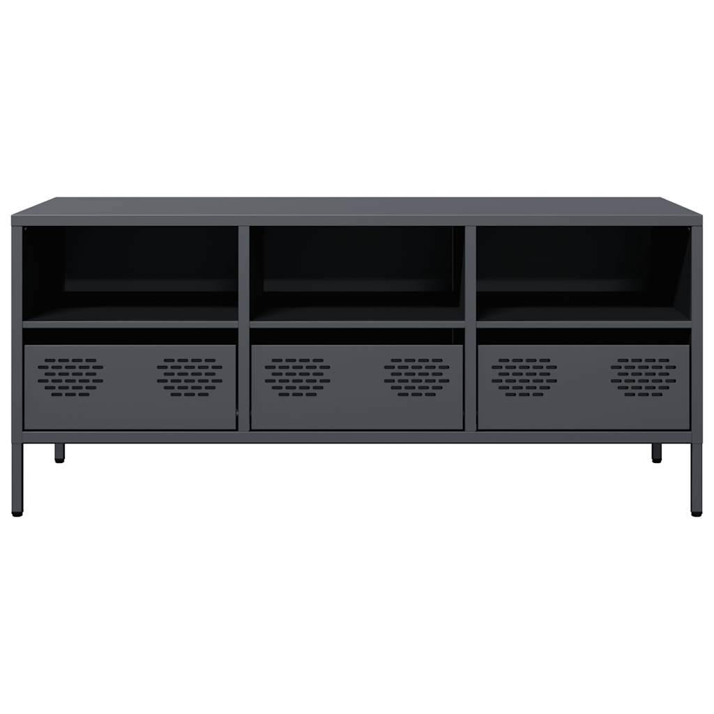 Meuble TV anthracite 101,5x39x43,5 cm acier laminé à froid - XIOS