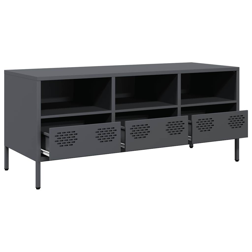 Meuble TV anthracite 101,5x39x43,5 cm acier laminé à froid - XIOS