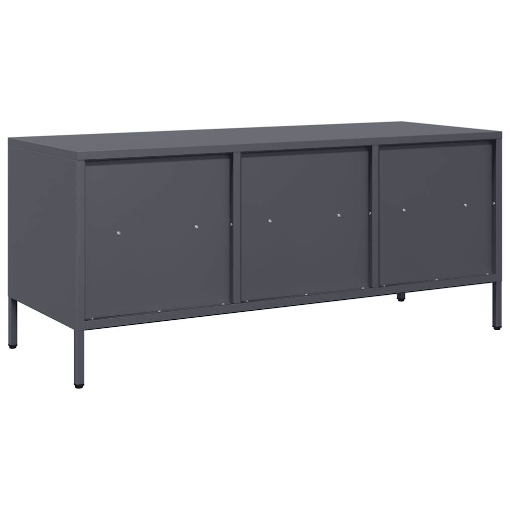 Meuble TV anthracite 101,5x39x43,5 cm acier laminé à froid - XIOS