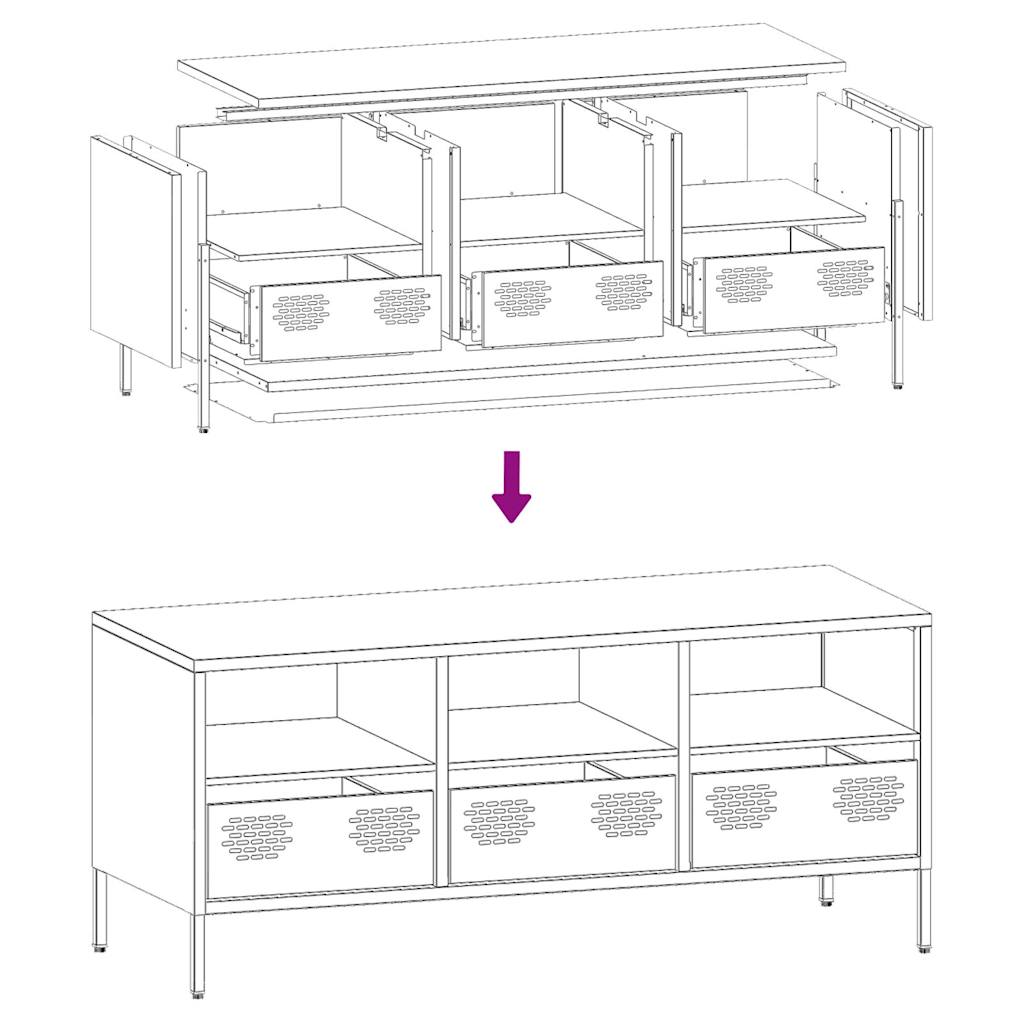 Meuble TV anthracite 101,5x39x43,5 cm acier laminé à froid - XIOS
