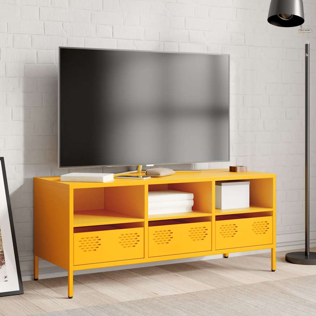 Meuble TV jaune moutarde 101,5x39x43,5 cm acier laminé à froid - XIOS
