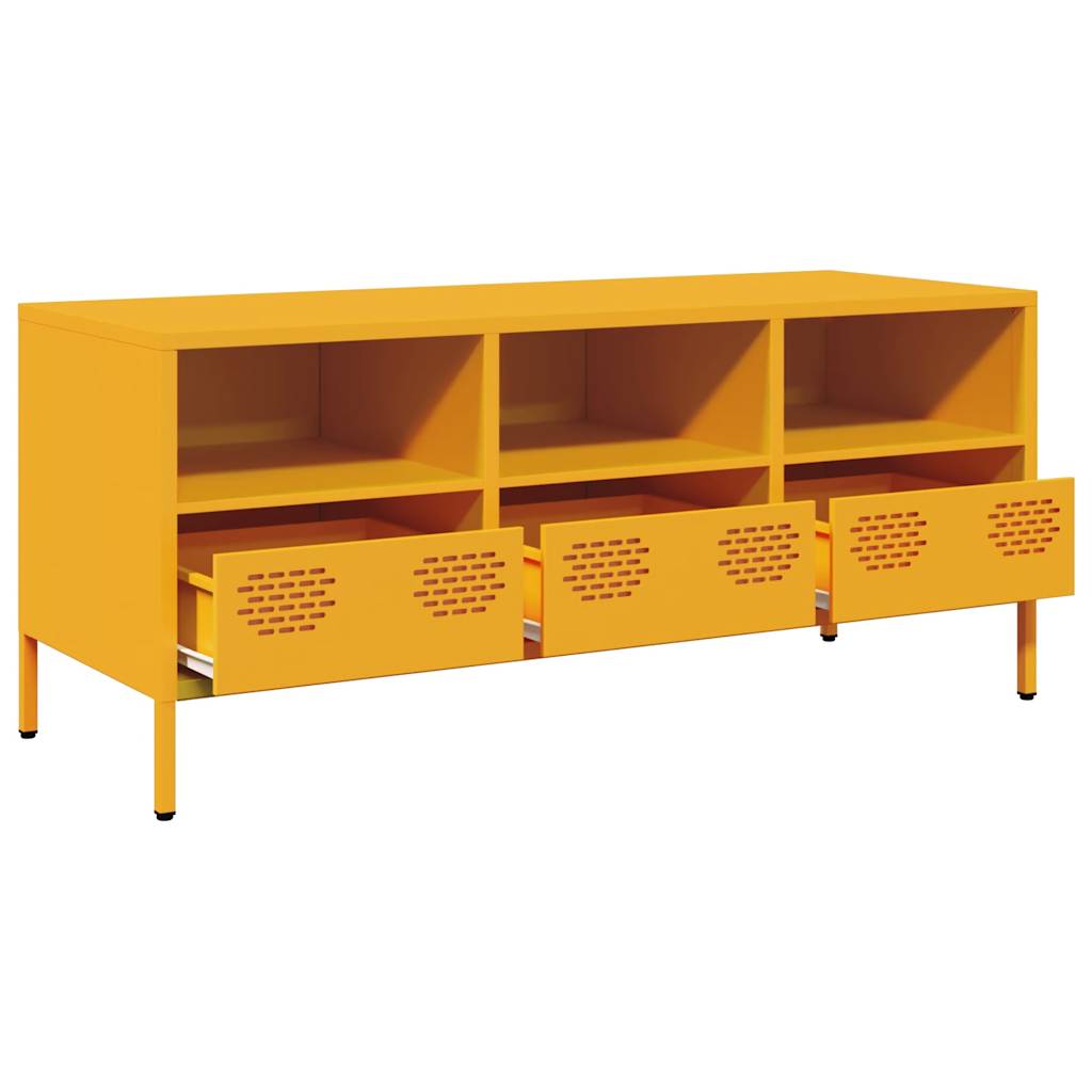 Meuble TV jaune moutarde 101,5x39x43,5 cm acier laminé à froid - XIOS