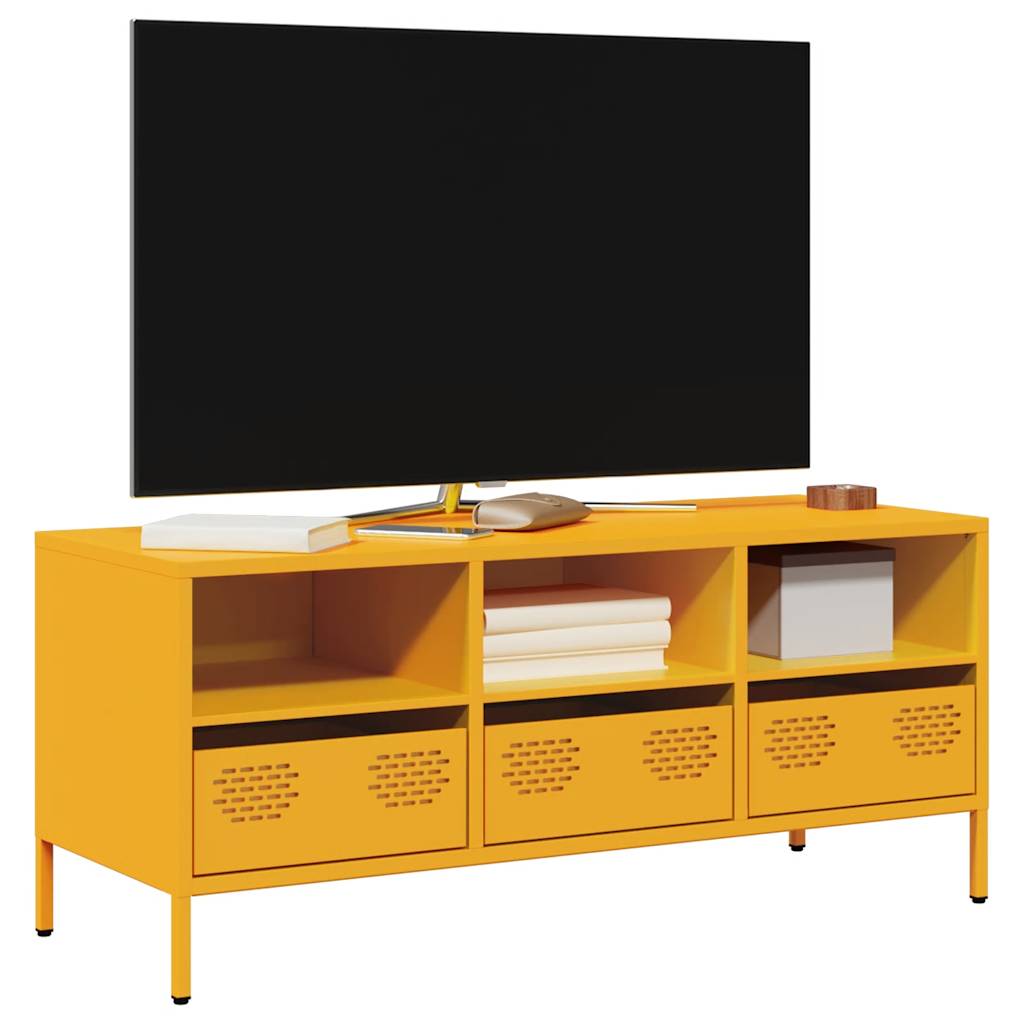 Meuble TV jaune moutarde 101,5x39x43,5 cm acier laminé à froid - XIOS