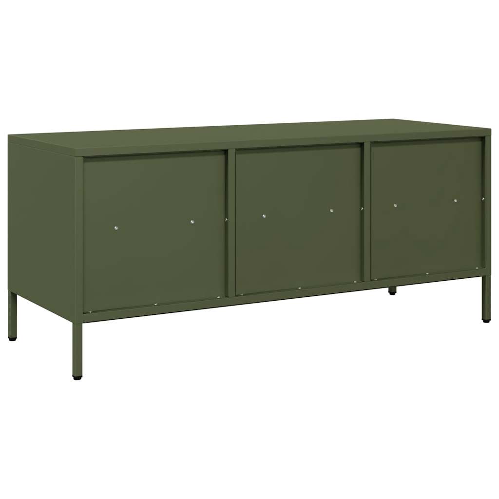 Meuble TV vert olive 101,5x39x43,5 cm acier laminé à froid - XIOS