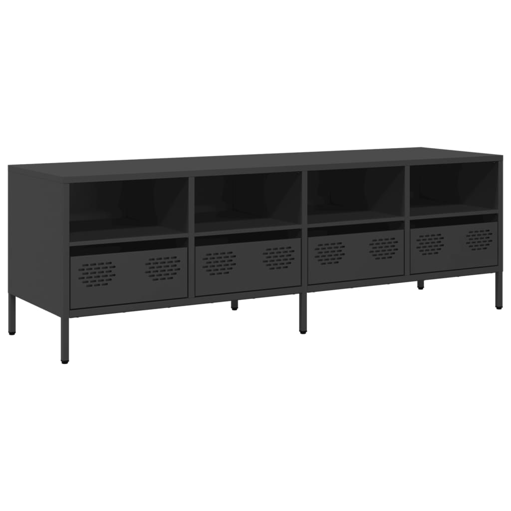 Meuble TV noir 135x39x43,5 cm acier laminé à froid - XIOS