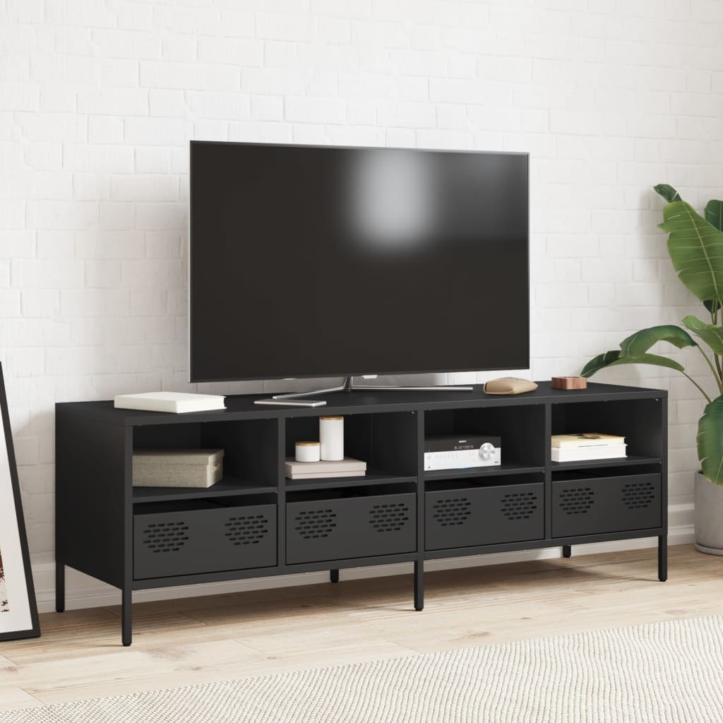 Meuble TV noir 135x39x43,5 cm acier laminé à froid - XIOS