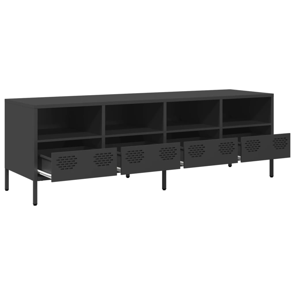 Meuble TV noir 135x39x43,5 cm acier laminé à froid - XIOS