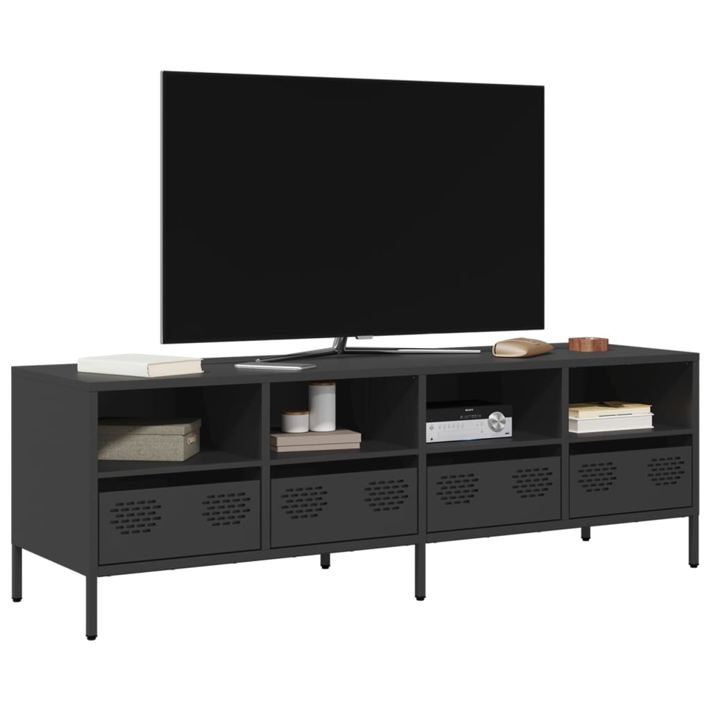 Meuble TV noir 135x39x43,5 cm acier laminé à froid - XIOS