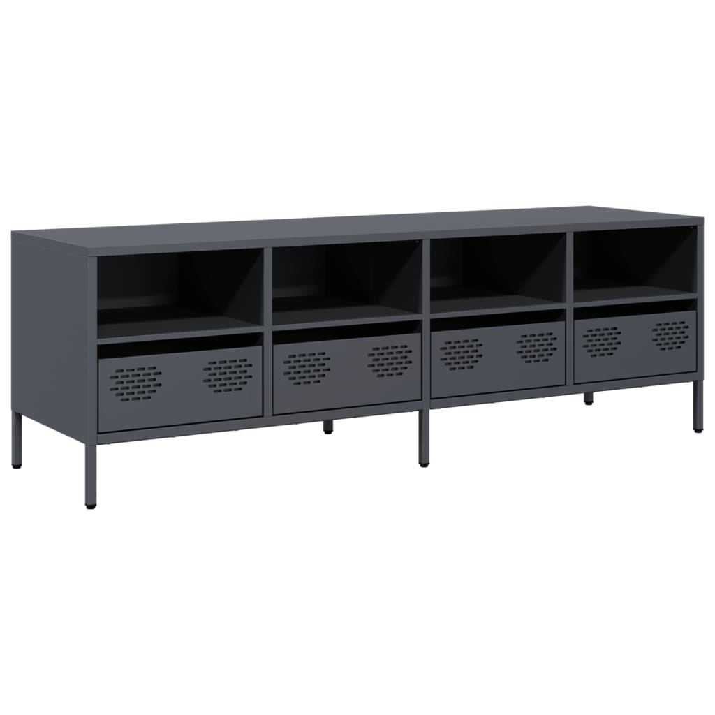 Meuble TV anthracite 135x39x43,5 cm acier laminé à froid - XIOS