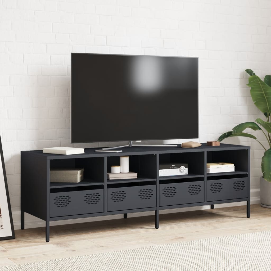 Meuble TV anthracite 135x39x43,5 cm acier laminé à froid - XIOS