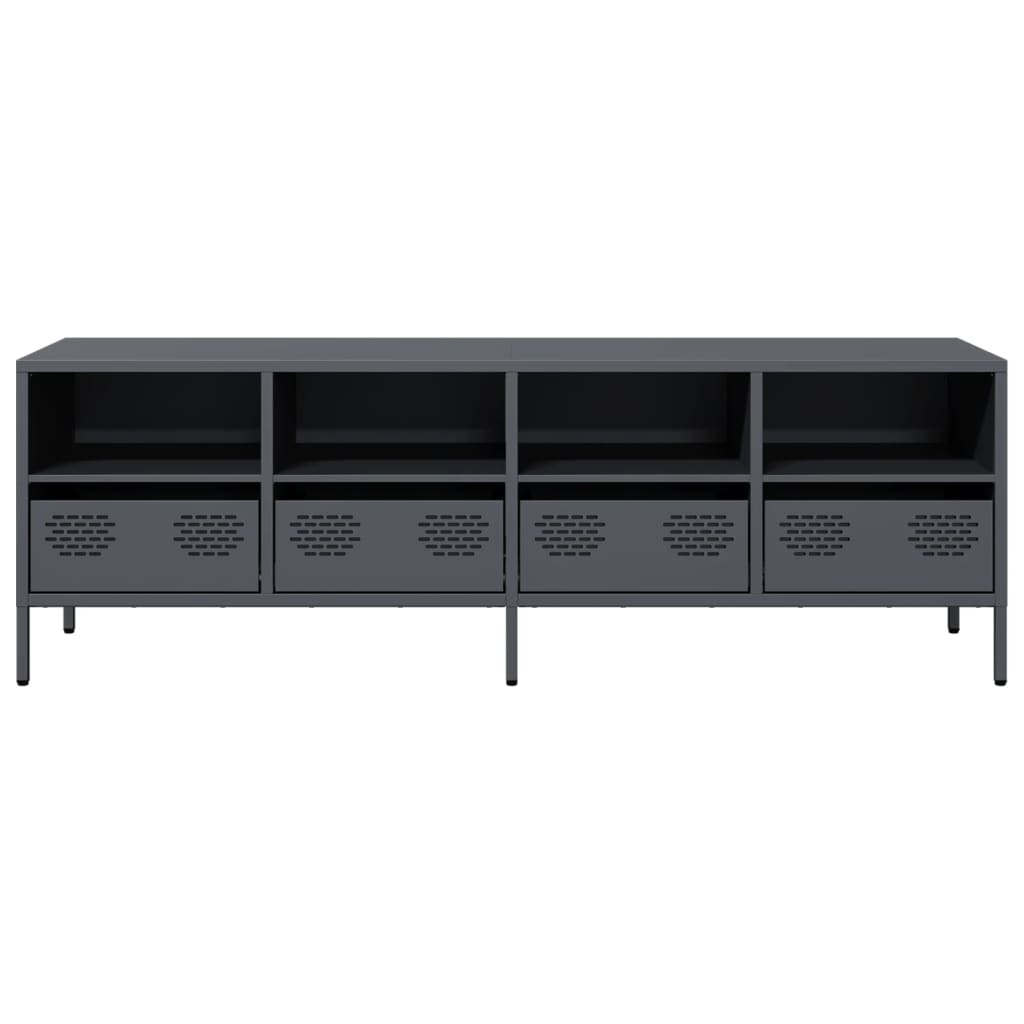 Meuble TV anthracite 135x39x43,5 cm acier laminé à froid - XIOS