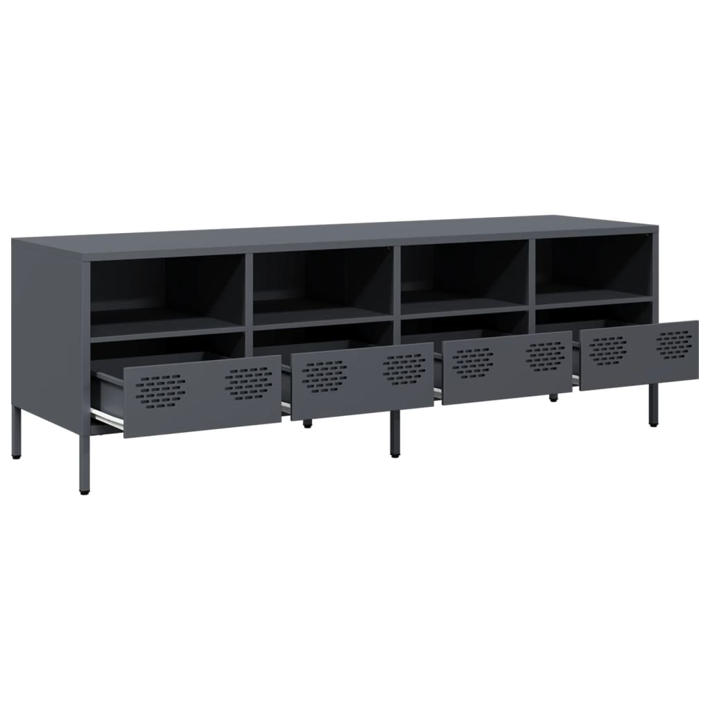 Meuble TV anthracite 135x39x43,5 cm acier laminé à froid - XIOS