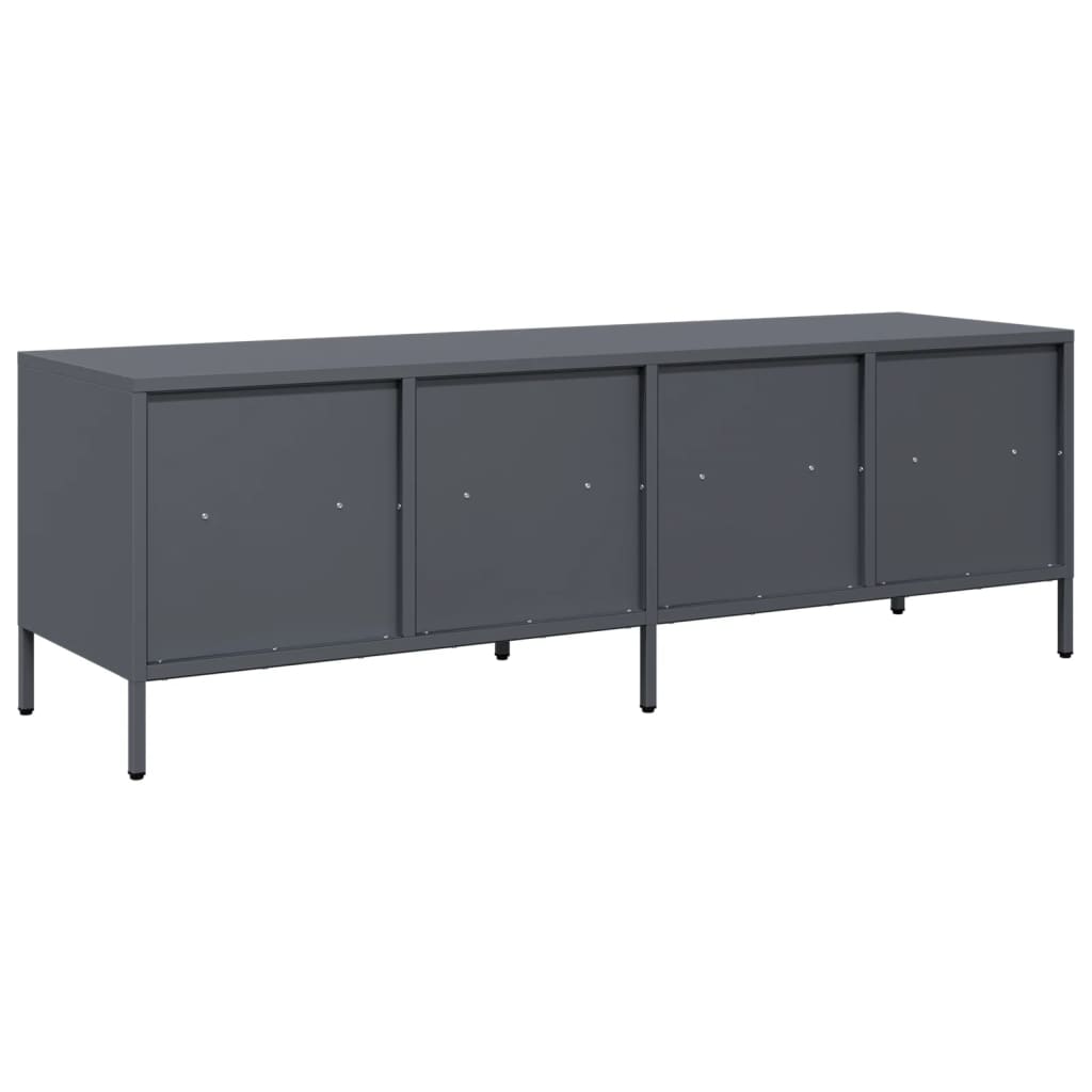 Meuble TV anthracite 135x39x43,5 cm acier laminé à froid - XIOS
