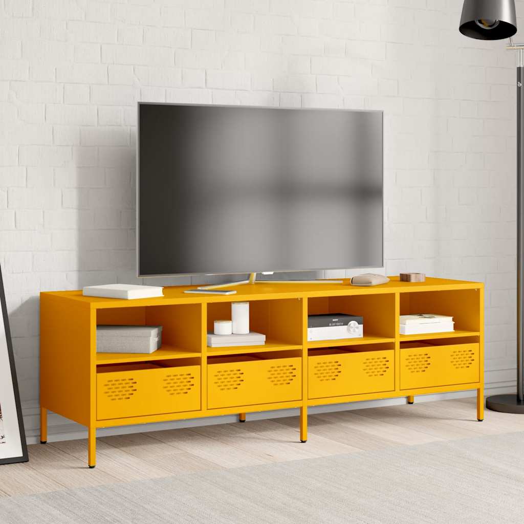 Meuble TV jaune moutarde 135x39x43,5 cm acier laminé à froid - XIOS