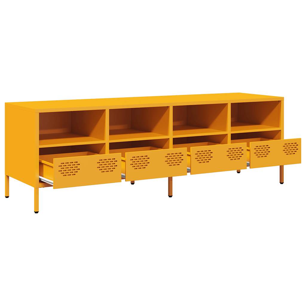 Meuble TV jaune moutarde 135x39x43,5 cm acier laminé à froid - XIOS
