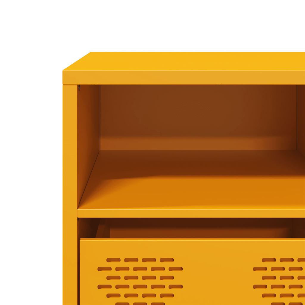 Meuble TV jaune moutarde 135x39x43,5 cm acier laminé à froid - XIOS