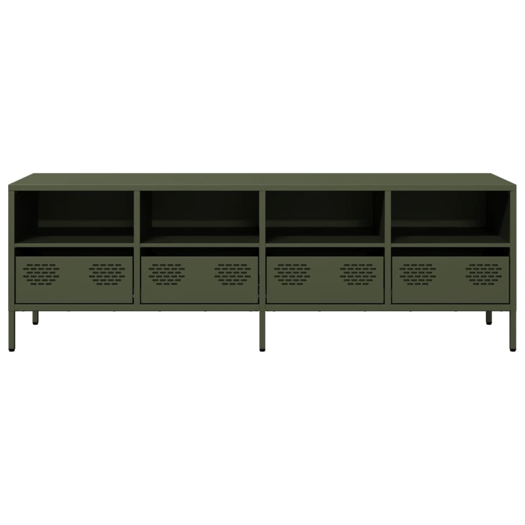 Meuble TV vert olive 135x39x43,5 cm acier laminé à froid - XIOS