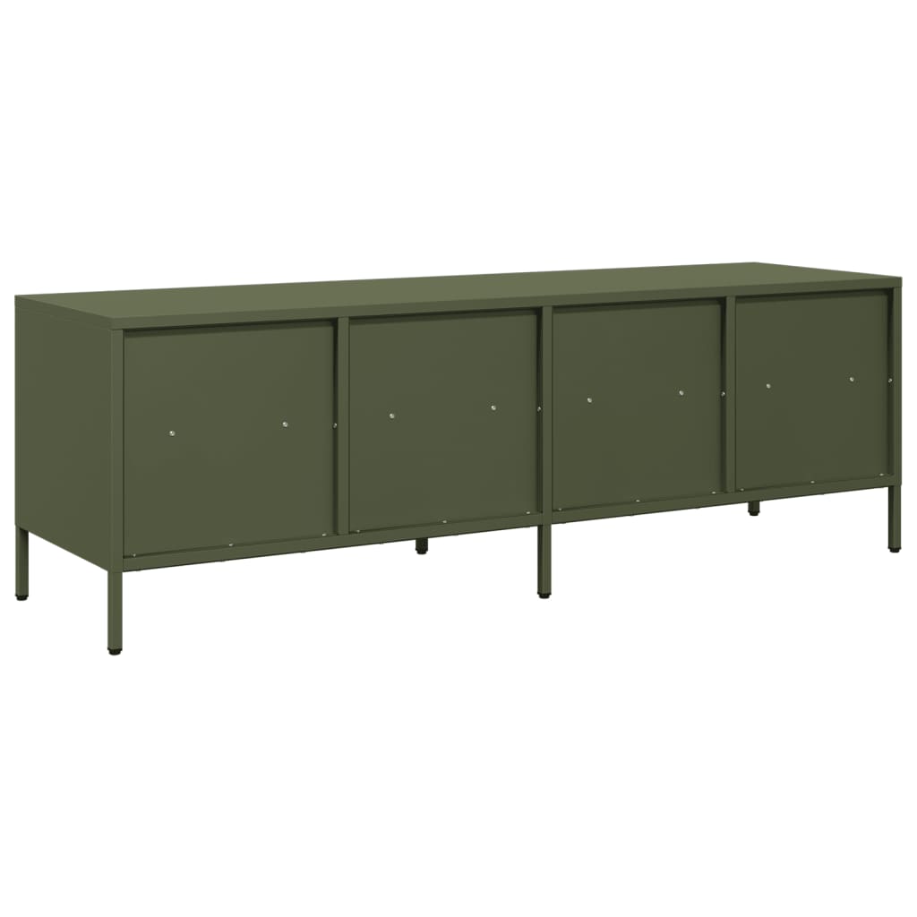Meuble TV vert olive 135x39x43,5 cm acier laminé à froid - XIOS