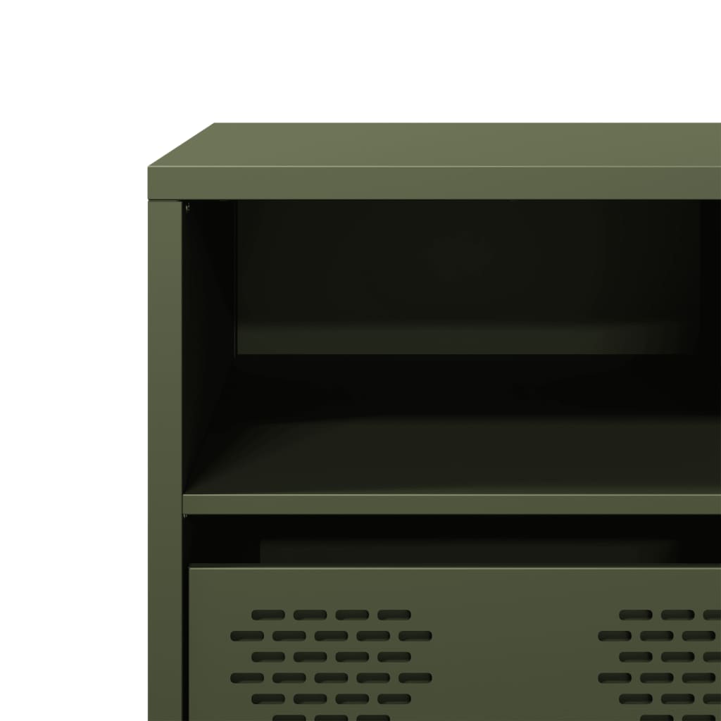 Meuble TV vert olive 135x39x43,5 cm acier laminé à froid - XIOS