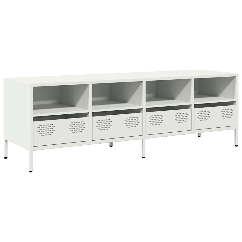 Meuble TV blanc 135x39x43,5 cm acier laminé à froid - XIOS