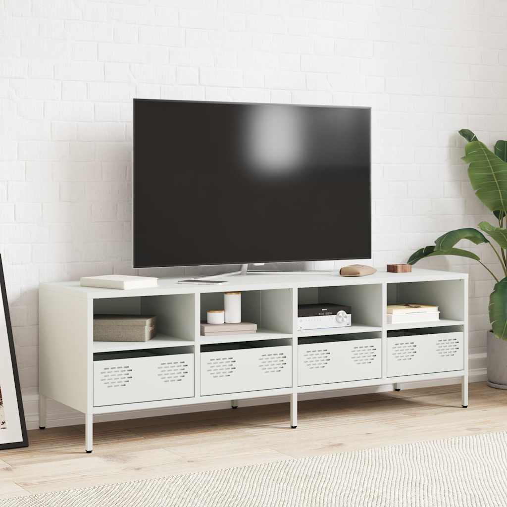 Meuble TV blanc 135x39x43,5 cm acier laminé à froid - XIOS