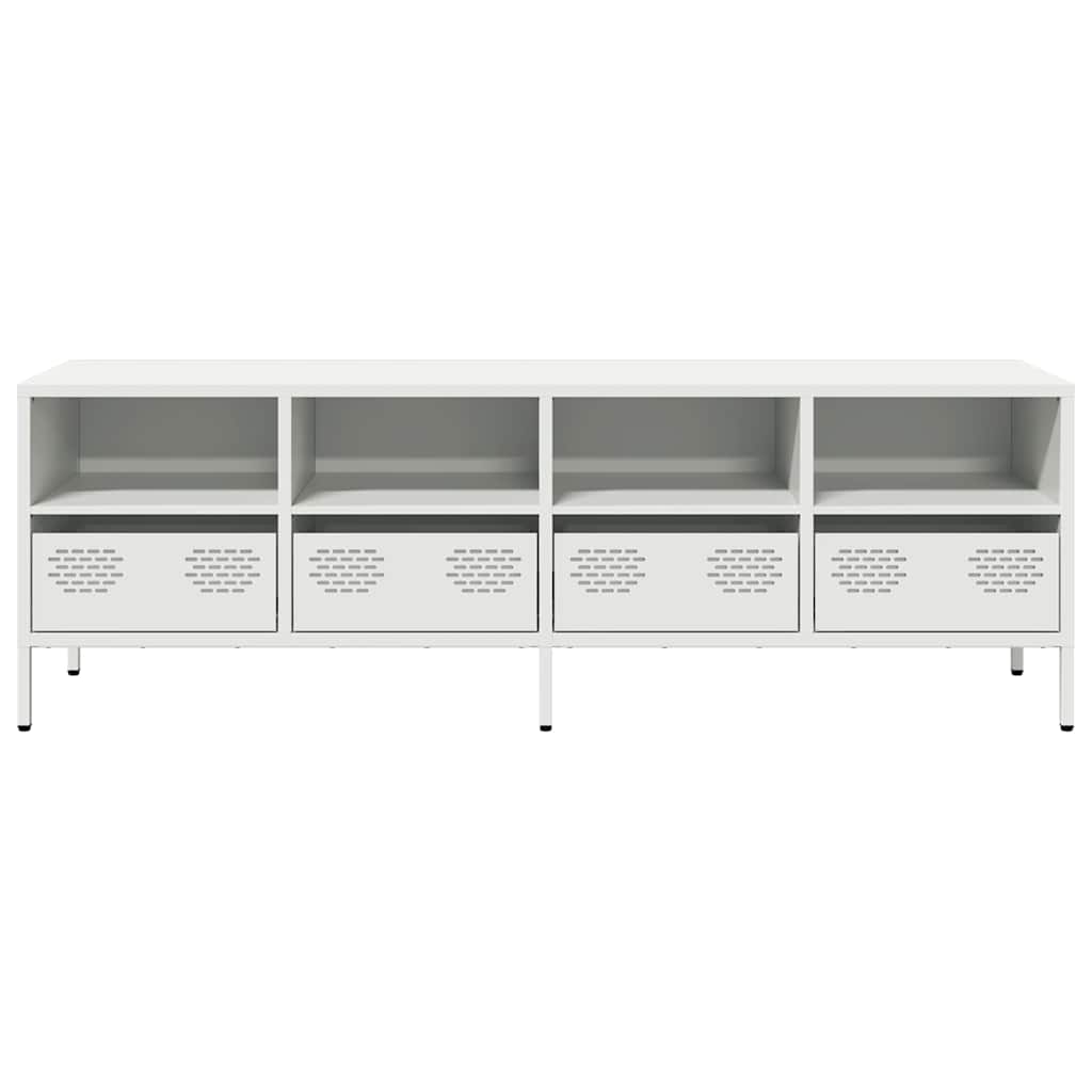 Meuble TV blanc 135x39x43,5 cm acier laminé à froid - XIOS