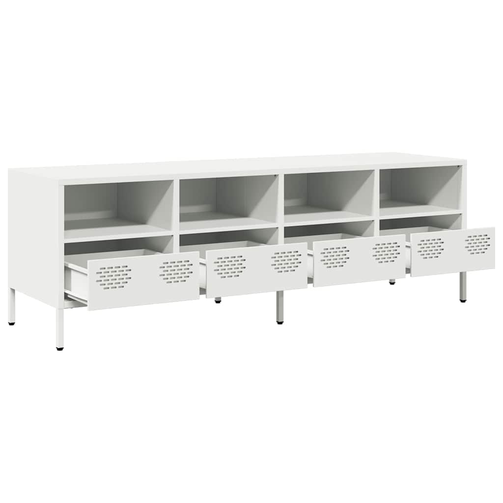 Meuble TV blanc 135x39x43,5 cm acier laminé à froid - XIOS