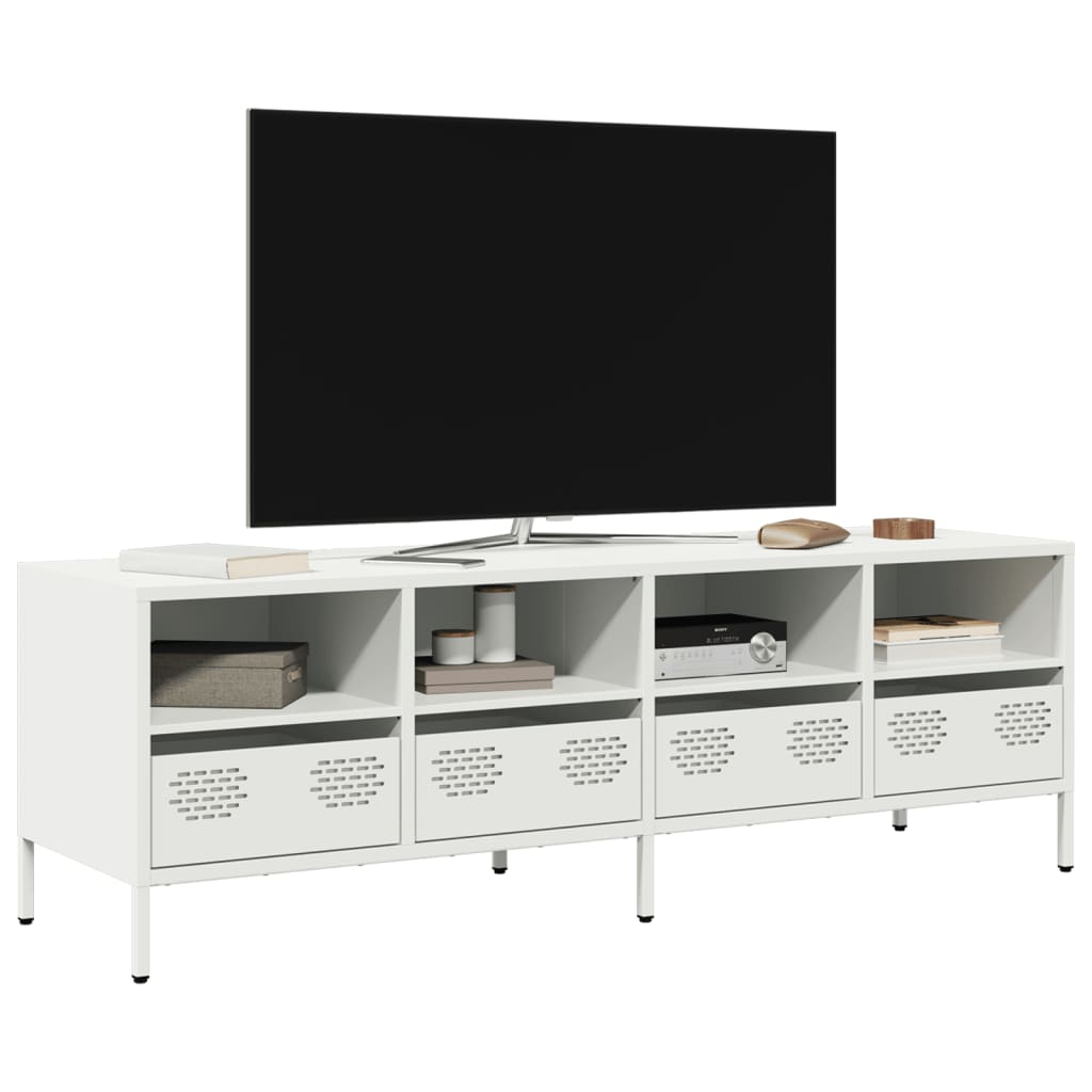 Meuble TV blanc 135x39x43,5 cm acier laminé à froid - XIOS