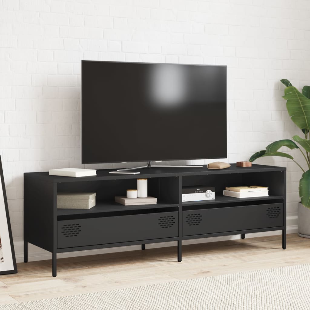 Meuble TV noir 135x39x43,5 cm acier laminé à froid - XIOS