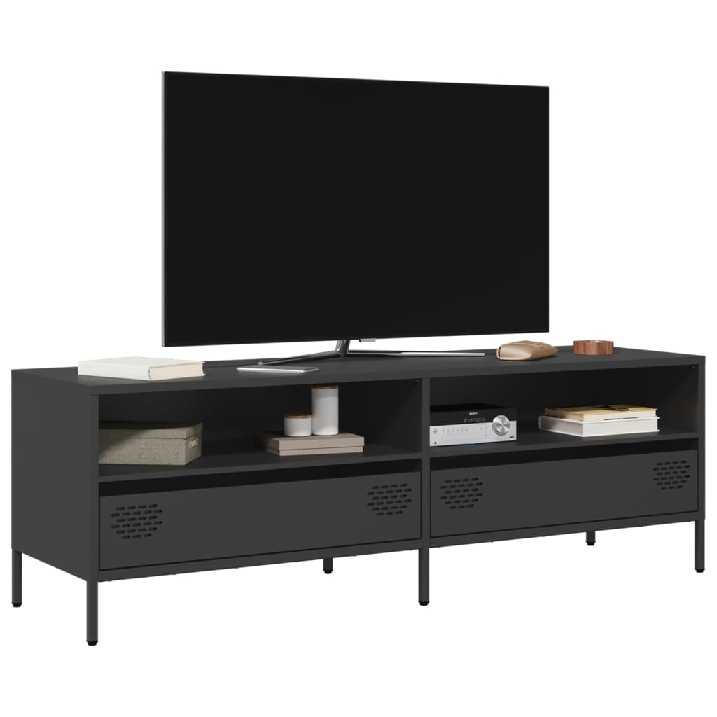 Meuble TV noir 135x39x43,5 cm acier laminé à froid - XIOS