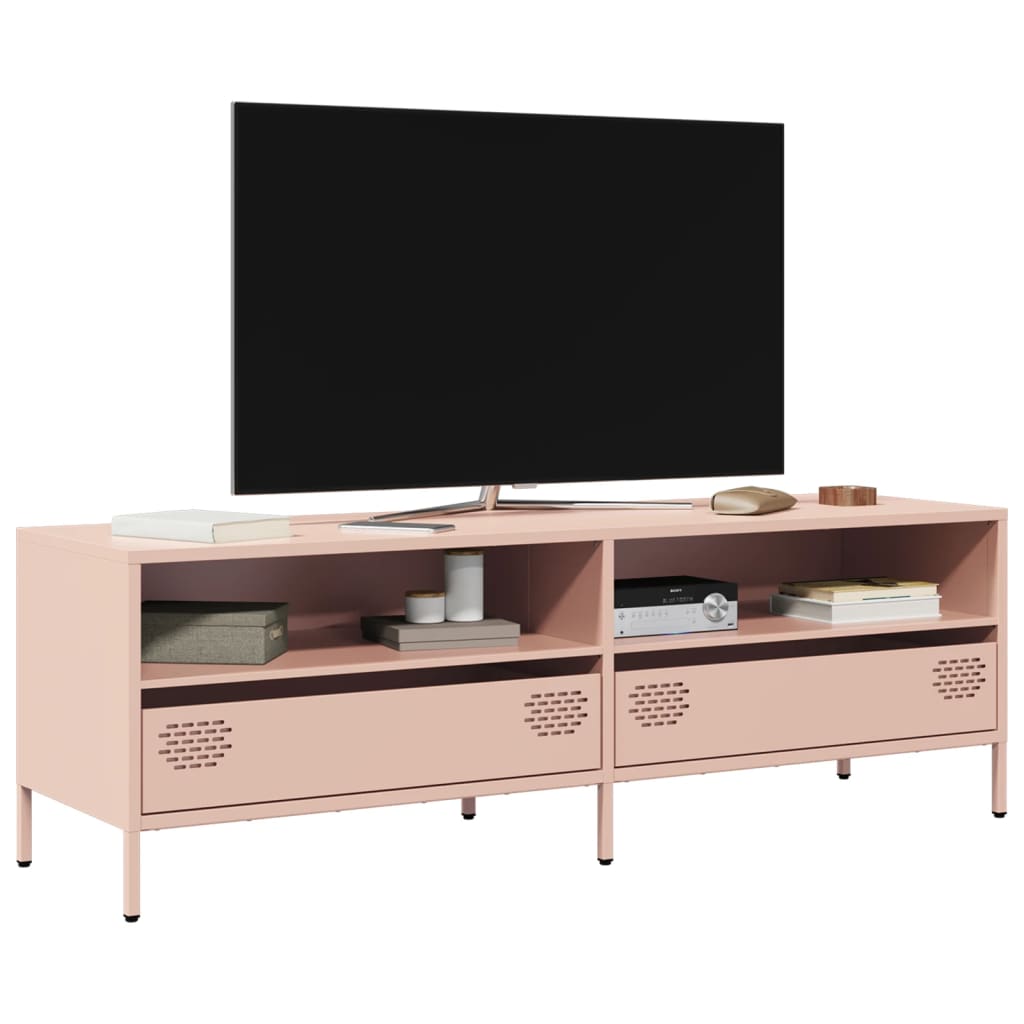 Meuble TV rose 135x39x43,5 cm acier laminé à froid - XIOS