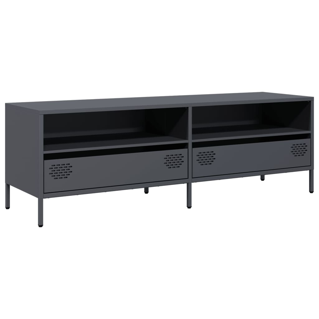 Meuble TV anthracite 135x39x43,5 cm acier laminé à froid - XIOS
